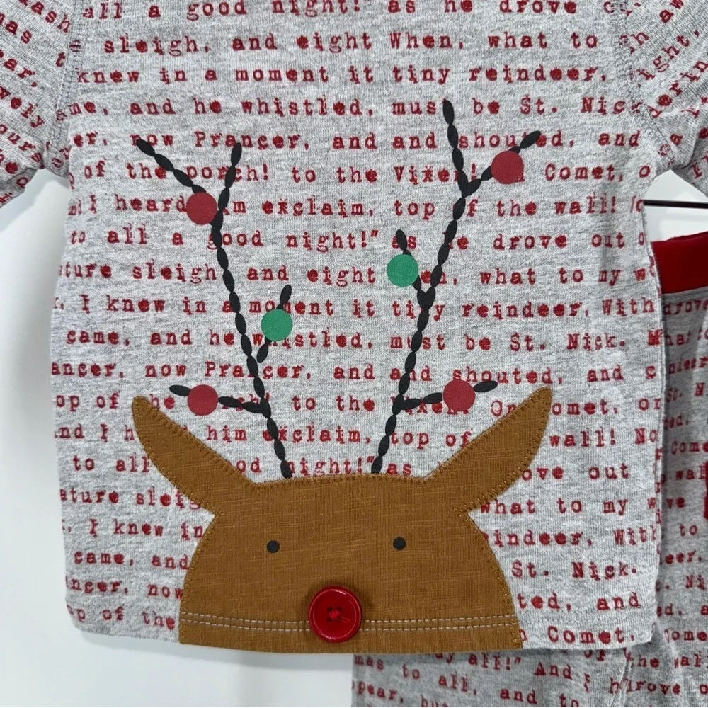Mud Pie Night Before Christmas Reindeer Print Baby Pajama Set